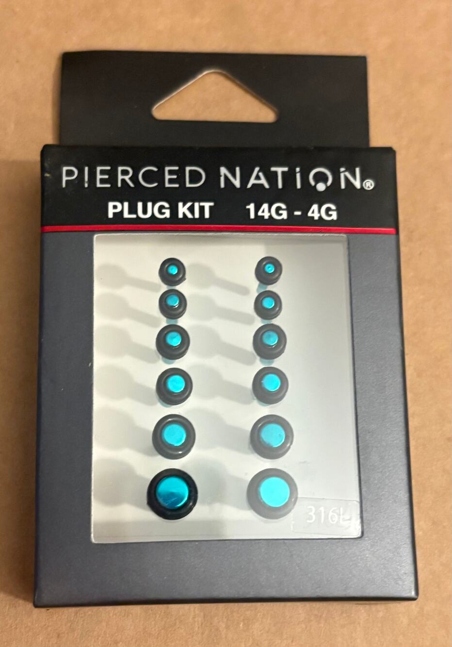 Pierced Nation Plug Kit 14G-4G Black Teal NWT